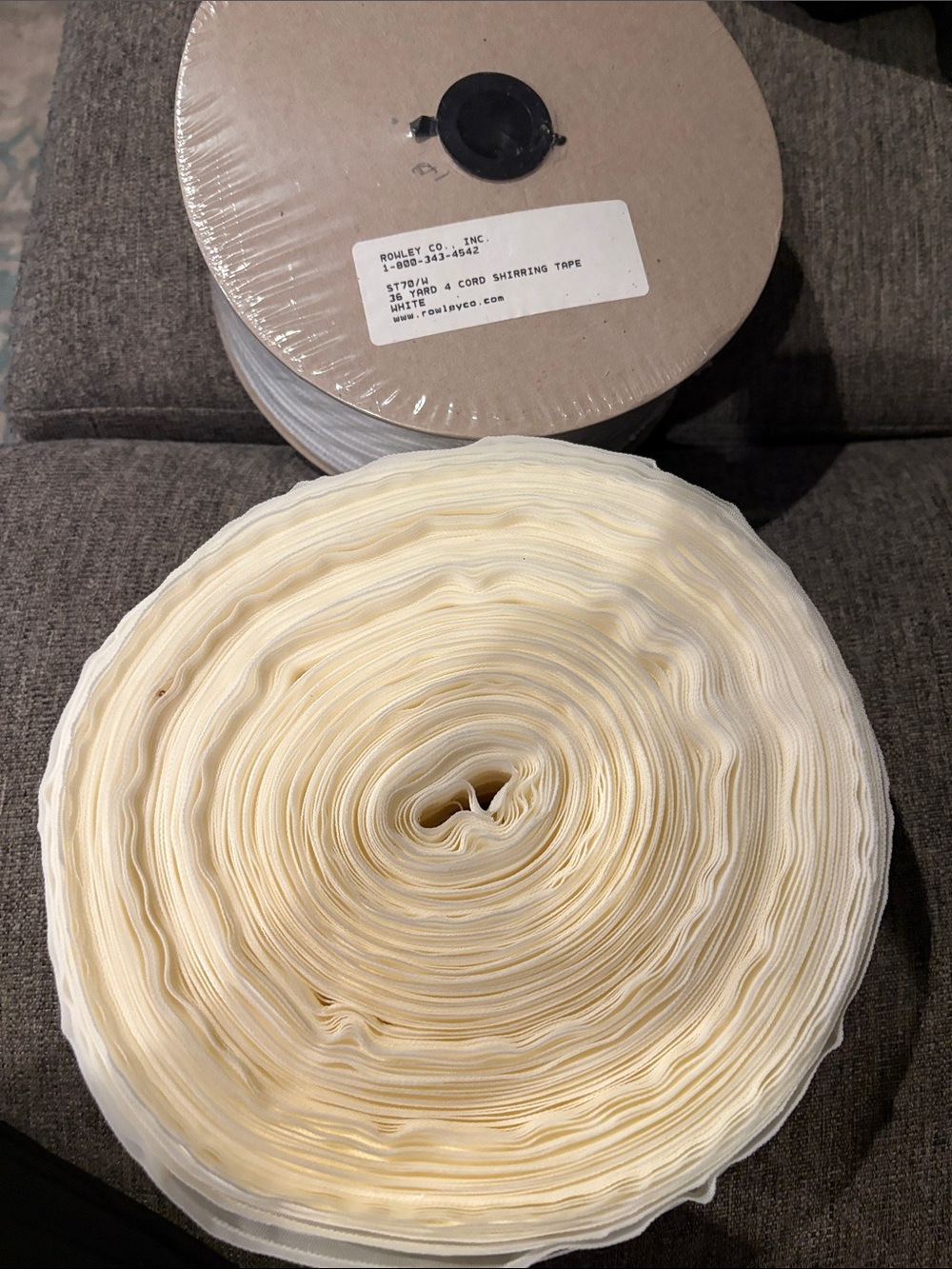 Bulk Shirring Tape Roll in Cream